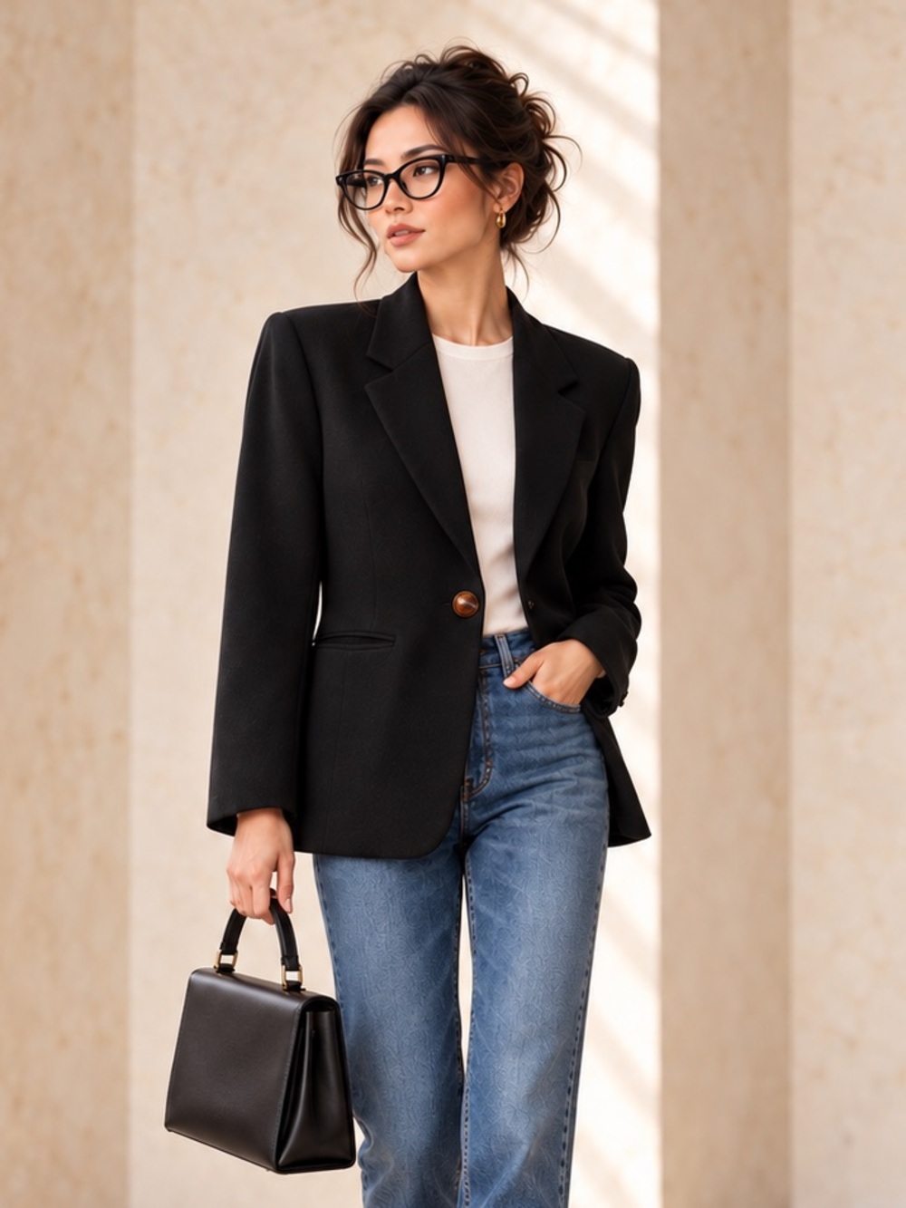 Mondi Wool Cashmere Blazer | 90s Minimalist Old Money L-XL